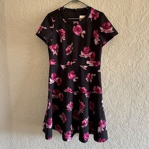 Kate Spade Black Dress with Pink Floral Design